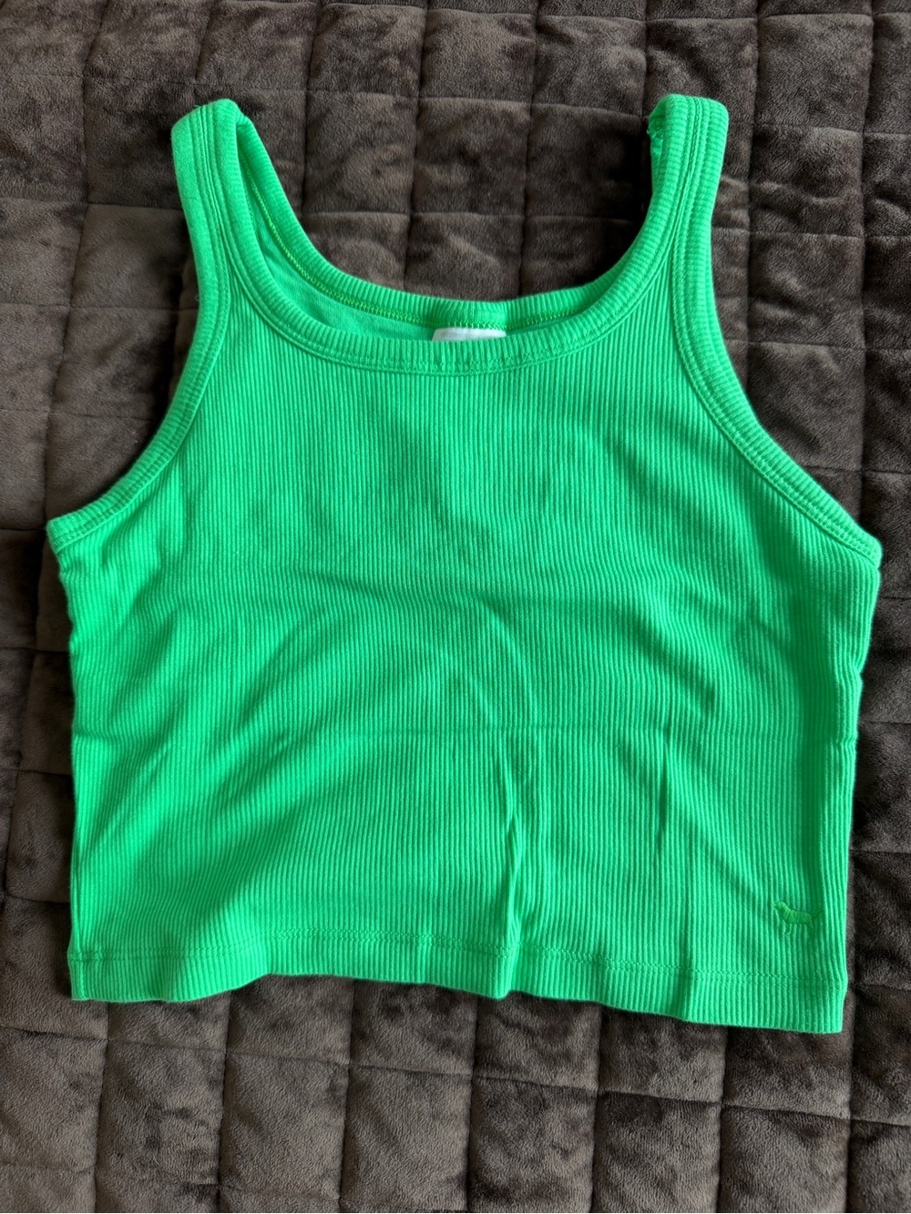 NWOT PINK Victoria's Secret Neon Green Ribbed Crop Tank